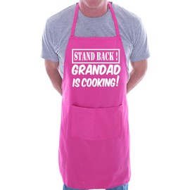 Stand Back Grandad Is Cooking Fathers Day BBQ Novelty Apron Pink
