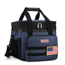 BAGNN Tactical Lunch Box for Men- Large Insulated Lunch Bag-Expandable Adult Lunch Box with Adjustable Shoulder Strap-Large Lunch Tote Bag for Work Camping Fishing (Dark Blue)