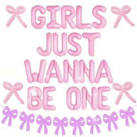 Girl 1st Birthday Banner Coquette Birthday One Decorations 1st Birthday Girls Just Wanna Be One Sign Pink Bow Birthday Decorations