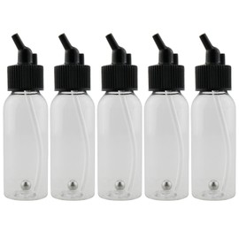 Airbrush Siphon Feed Jar LUORNG 5pcs 30ml 1oz Plastic Dual Action Airbrush Bottles with Caps