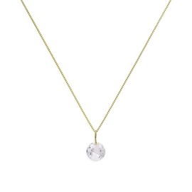 jewellerybox 9ct Gold & Clear CZ Crystal Pendant on 16 Inches Chain