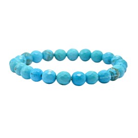 Turquoise Bracelet for Women - Chakra Mens Bracelet Protection Crystals and Healing Stones - Blessing Bracelet Spiritual Meditation Gift Christmas Stocking Stuffers (Faceted Beaded Bracelet)