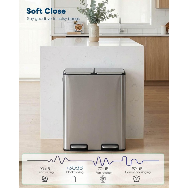 ComfyCorner 16 Gal (2 x 30 L) Dual Trash Can,