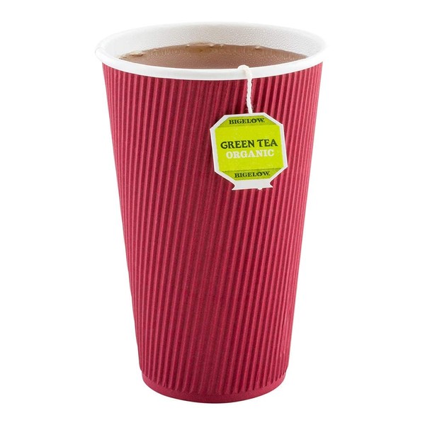 Restaurantware 12 Ounce Paper Coffee Cups 25 Ripple Wall Disposable Paper Cups - Leakproof Recyclable Crimson Paper Hot Cups Insulated Matching Lids Sold Separately