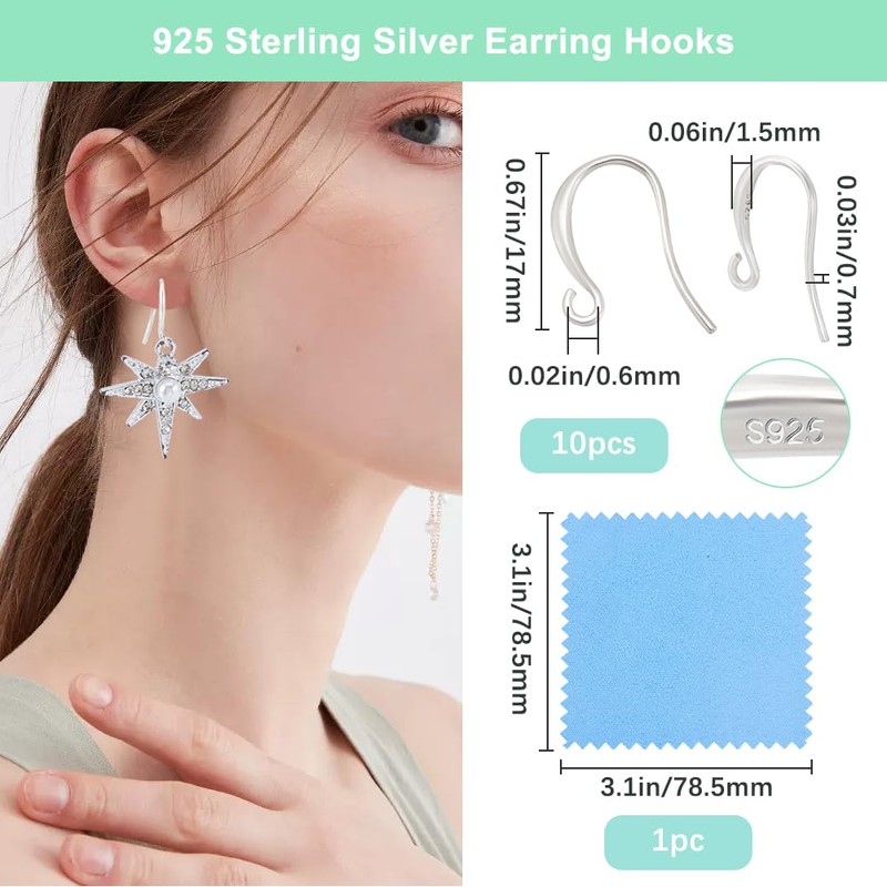 Beebeecraft 10 x Sterling Silver Fish Earring Craft Set