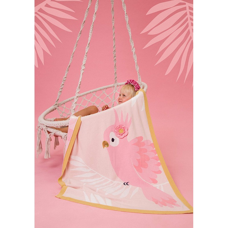 PIPPA Parrot Knitted Blanket for Girls, 70 x 90 cm,