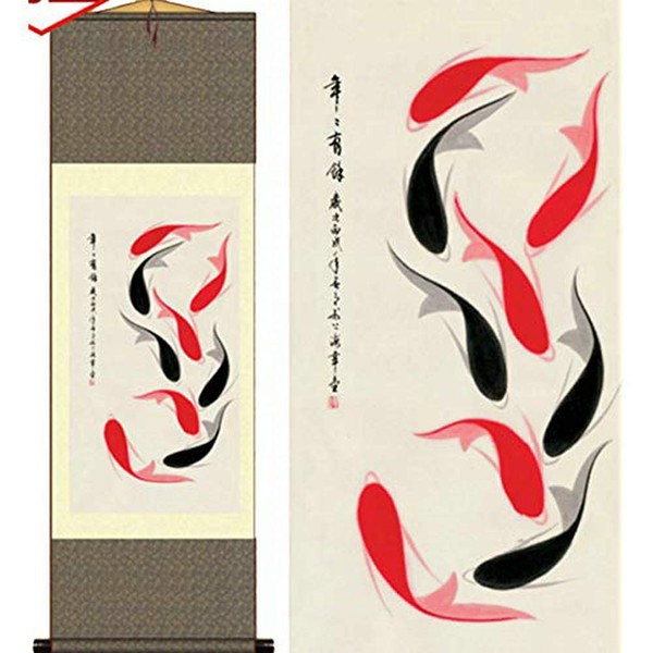 AtfArt Asian Wall Decor Beautiful Silk Scroll Painting Year Have