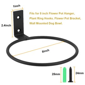 AYSUM 8 Inch Flower Pot Holder Ring 6 Pack Wall Mounted Plant Holder Ring Metal Black Hanging Basket Bracket for Home Garden Indoor Outdoor Plants Planters