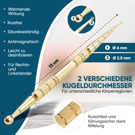 REMOS Akupressurstift & Meridianstift Edelstahl gold Länge 13cm KugelØ 2.5/6 mm