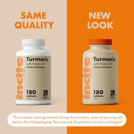 Turmeric Curcumin 2000mg with Vitamin D3 – 180 High-Strength Vegan Tablets – Premium Quality Supplement
