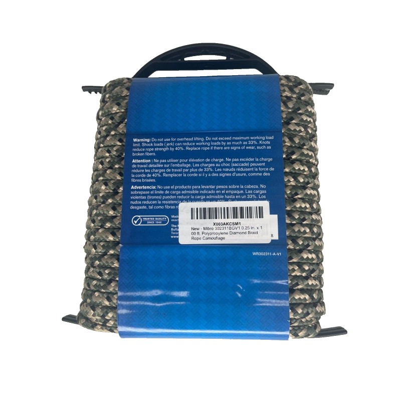KingCord Diamond Braid Polypropylene Rope 1/4" x 100' Max Load