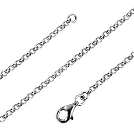 Avesano Classic Pea Chain, 2.2 mm width in 925 Sterling Silver With Lobster Clasp, Jewellery, Women’s Necklace, Silver Necklace Without Pendant, Length 42 cm - 100 cm, 101012-0, Silver