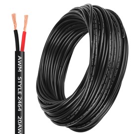 20 Gauge Electrical Wire 2 Conductor 20 AWG Electrical Wire Stranded PVC Cord Oxygen-Free Copper Cable 100FT12V Flexible Extension Power Cord for Auto Cord for LED Lamp Lighting Strips Automotive……