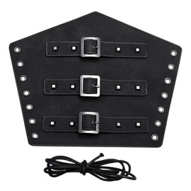 YJZQ Men's Punk Archery Arm Guard Adjustable Forearm Protector PU Leather Vintage Archery Protective Gear Hunting Target Shooting Antique Bracer Wristband, Black With Metal Strap