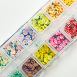3 Boxes Flower Butterfly Nail Art Slices, 3D Polymer Clay Mini Slices Resin Making Flakes Charms Colorful Nail Art Supplies for DIY Crafts Lip Gloss Cellphone Decoration