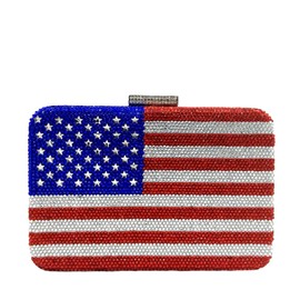 The National Flag - Bolso de mano de vidrio para mujer, bolsas de noche para fiesta, cadena de hombro, America, Small