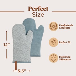 Folkulture Oven Mitts Heat Resistant 12" x 5.5" or Silicone Oven Mitts, Cotton Oven Mits, Oven Mits/Glove Set or Cute Kitchen Mittens, Kitchen Oven Mitt Set - (Sea Angel)