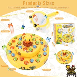 Afoxon Gift Toys for Toddler,3 in 1 Fishing Games for Kids, Duck Bouncy Toys,Birthday Gift Ideas for Boys Girls,Fine Motor Skills Toys