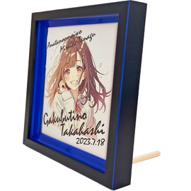 GT007 Color Push Frame for Mini Colored Paper (4.8 x 5.4 inches (121 x 136 mm), Tabletop Stand Included, Wall Mounted, Reinforced UV Protection Acrylic (Blocks 98% of Indoor UV Rays) (Black Blue)