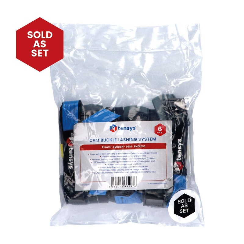 TENSYS - 6 pack - 25mm Cambuckle Tensioner Straps -
