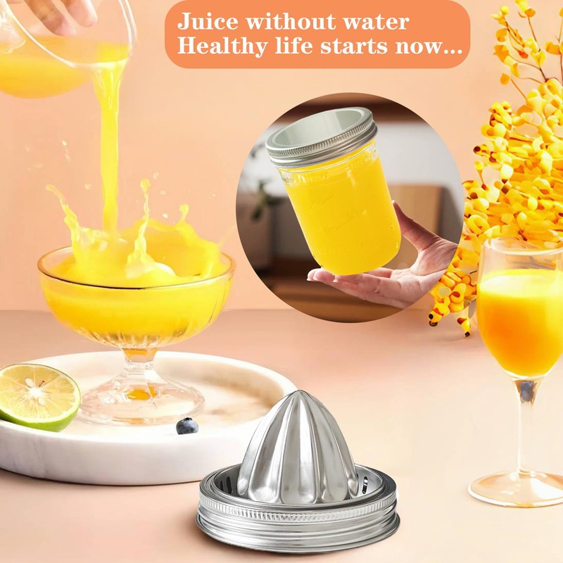 Bigwinyep Mason Jar Juicer Lid, 304 Stainless Steel Manual Juicer