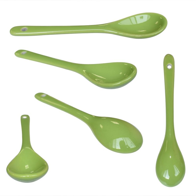 Pirhosigma 8 Color Porcelain Egg Spoons Ceramic Spoons 5 inch