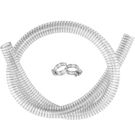 ZY-hosetube Wire Reinforced Hose 1" id - 5ft Clear Heavy Duty Suction Line Plastic Flexible Vinyl Tubing with Spiral Steel Wire, Drain Water Fuel Powder for Boat Marine Bilge Pump Spa, with 2 clamps