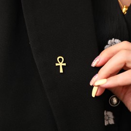 Stainless Steeel Symbol Egypt Cross Spike Pins and Brooch for Coat Jewelry (gold)