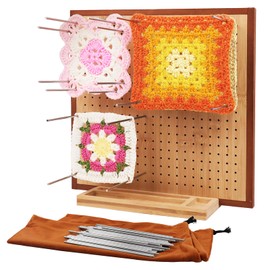 11.8" Crochet Blocking Board with 40 Steel Pins, Granny Square Blocking Board for Crochet Projects Organize, Crochet Accessories Gifts for Women, Crocheters and Grandmother