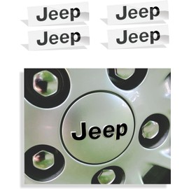 Reflective Concepts Jeep Center Cap Lettering Overlay Decal Stickers - Fits: 2012-2021 Jeep Wrangler - (Color: Gloss Black)