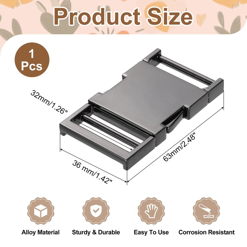 sourcing map Metal Quick Side Release Buckle, 32mm/1.3" Collar Buckles