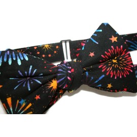 Holiday Bow Ties Mens Self-Tie Bow Tie Black Colored Firework Celebration, Men’s (Mens)