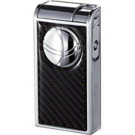 Visol Infinity Flame Chrome and Carbon Fiber Double Torch Cigar Lighter