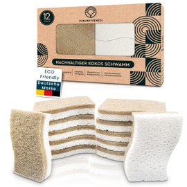 Zukunftsenkel Dishwashing Sponge Sustainable Kitchen Sponges Biodegradable Natural Sponge Environmentally Friendly Coconut Sponge (12), Nachhaltige Spülschwämme 12er