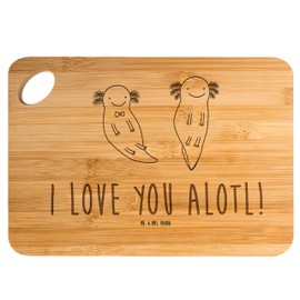 Mr. & Mrs. Panda Bambus - Schneidebrett Axolotl Liebe - Geschenk, Bambusbrett Spülmaschinenfest, Bambus Schneidebrett, Schneidebrett Aus Bambus,