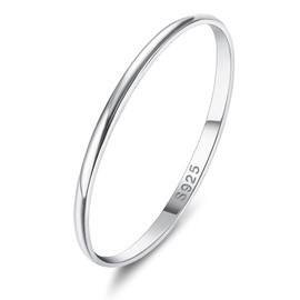 Diamday Diamday 1mm S925 Sterling Rings Silver for Women Men High Polished Sterling Silver Band Thumb Stackable Ring Comfort Fit Bands Size 9