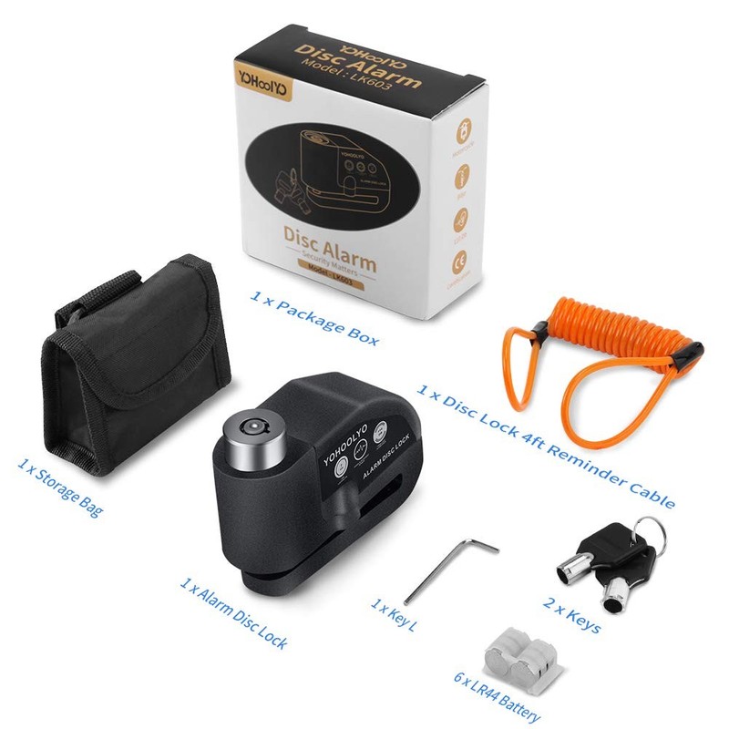 Yohoolyo Alarm Disc Lock Motorcycle Disc Brake Lock Anti-theft Waterpr