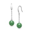 Sterling Silver Natural Jade Linear Drop Hook Earrings