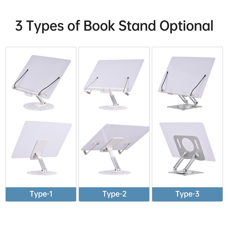 Desktop Book Stand for Reading with 360° Rotating Base &