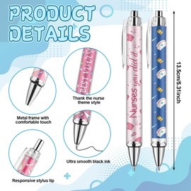 24 Pcs Nurse Pens Bulk Nurse Appreciation Gift Medical Themed Cartoon Ballpoint Pen Inspirational Nursing Pen Nurses Week Gift Thank You Nurses Day Gifts for Doctor Medical Assistant Healthcare Worker