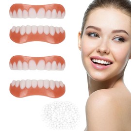 2 Pairs of False Teeth Veneers, Veneer Teeth Cosmetic Tooth Cover Fake Teeth Temporary Dentures Artificial Teeth Dentures White Cosmetic Teeth Temporary Dentures