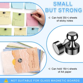 20Pcs Black Refrigerator Magnets, Fridge Magnets Adults, Strong Magnets for Whiteboard, Magnets Fridge, Small Magnets for Kitchen, Office, Classroom and Map Magnets Decor