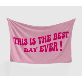 Bandera de This Is The Best Day Ever de 2 x 3 pies, color rosa, divertida bandera para recámara, habitación, pared, doble costura y 4 ojales de latón brillante