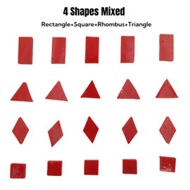 200g Stained Glass Mosaic Tiles, 230 Pieces Square Triangle Rhombus Rectangle Shape Glass Pieces for Mosaic Making Projects (Red)
