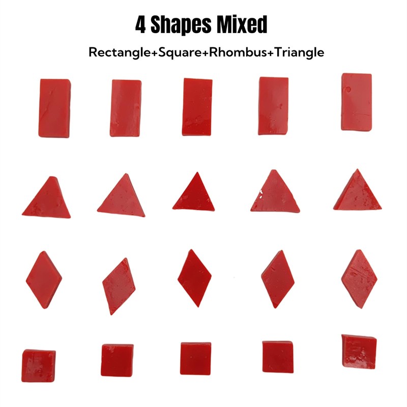 200g Stained Glass Mosaic Tiles, 230 Pieces Square Triangle Rhombus