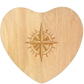 'Helm & Compass' Wooden Heart Shaped Chopping/Cutting Board (WB00078702)