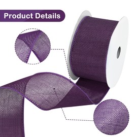 Ribreeze Dark Purple Burlap Wired Ribbon 2.5 Inch x 10 Yards for Crafts DIY Decor Parties and Home Outdoor Decoration