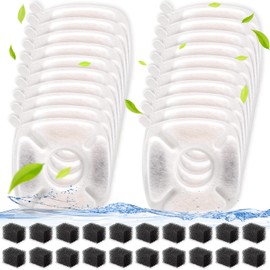 40Pcs Cat Water Fountain Filters, 20 Cat Water Fountain Replacement Filters With 20 Pre-Filter Sponges,Pet Fountain Replacement Filters Compatible With Veken 95Oz/67Oz/135Oz Cat Water Fountain(40)