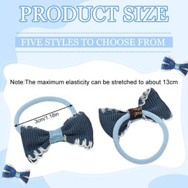 VODAFQS Set of 10 Hair Bows, Colourful Elastic Hair Bobbles, Baby Hair Bobbles, Hair Bobbles with Bow, Metal-Free, Hair Bobbles for Ponytail, Hair Accessories for Little Girls, Children (Blue)