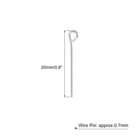 MECCANIXITY 200Pcs Silver Iron Eye Pins 20mm 21 Gauge/0.7mm Eye Pins for Jewelry Making Findings DIY Craft Necklaces Bracelets Earrings Head Pins